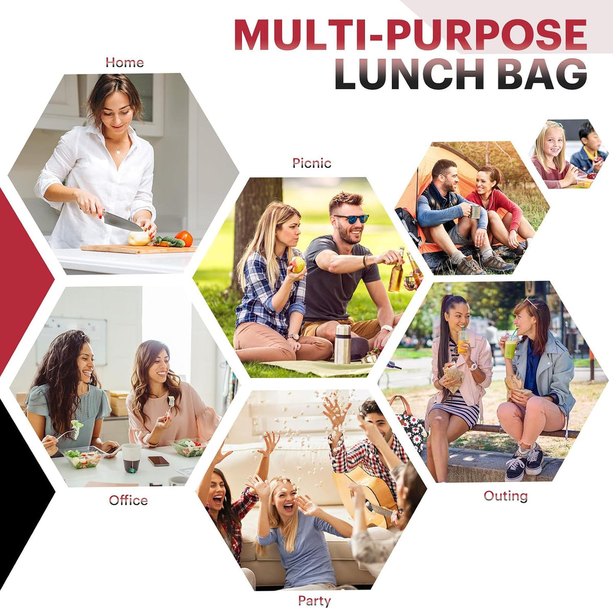 Lunch Bag for Women & Men Adult Insulated Lunch Box, Small Leakproof Cooler Food Lunch Containers Reusable High Capacity Lunch Tote Bags for Work, Travel, Outdoor (Grey)