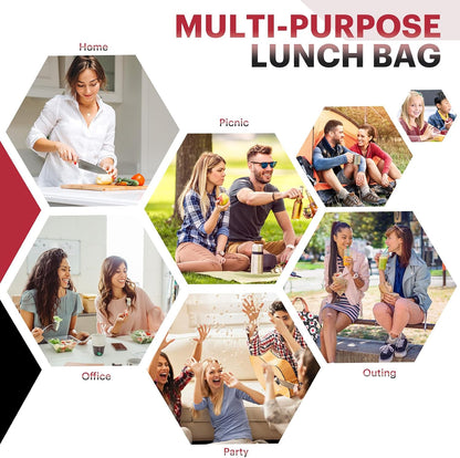 Lunch Bag for Women & Men Adult Insulated Lunch Box, Small Leakproof Cooler Food Lunch Containers Reusable High Capacity Lunch Tote Bags for Work, Travel, Outdoor (Grey)