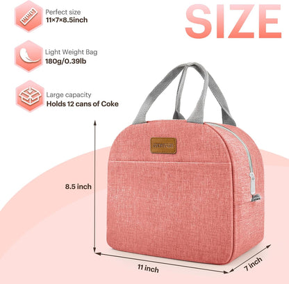 Lunch Bag for Women & Men Adult Insulated Lunch Box, Small Leakproof Cooler Food Lunch Containers Reusable High Capacity Lunch Tote Bags for Work, Travel, Outdoor (Grey)