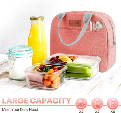 Lunch Bag for Women & Men Adult Insulated Lunch Box, Small Leakproof Cooler Food Lunch Containers Reusable High Capacity Lunch Tote Bags for Work, Travel, Outdoor (Grey)