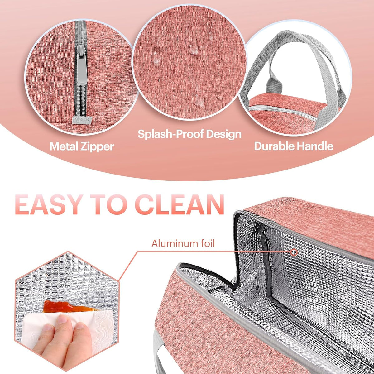 Lunch Bag for Women & Men Adult Insulated Lunch Box, Small Leakproof Cooler Food Lunch Containers Reusable High Capacity Lunch Tote Bags for Work, Travel, Outdoor (Grey)
