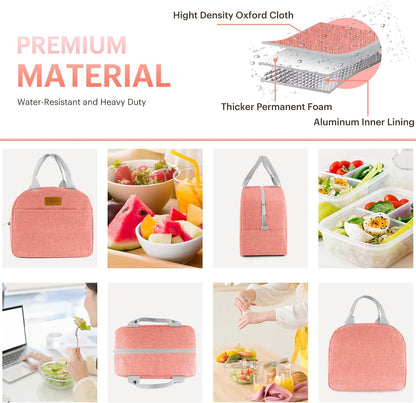 Lunch Bag for Women & Men Adult Insulated Lunch Box, Small Leakproof Cooler Food Lunch Containers Reusable High Capacity Lunch Tote Bags for Work, Travel, Outdoor (Grey)