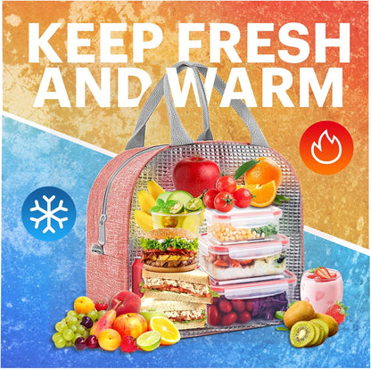 Lunch Bag for Women & Men Adult Insulated Lunch Box, Small Leakproof Cooler Food Lunch Containers Reusable High Capacity Lunch Tote Bags for Work, Travel, Outdoor (Grey)