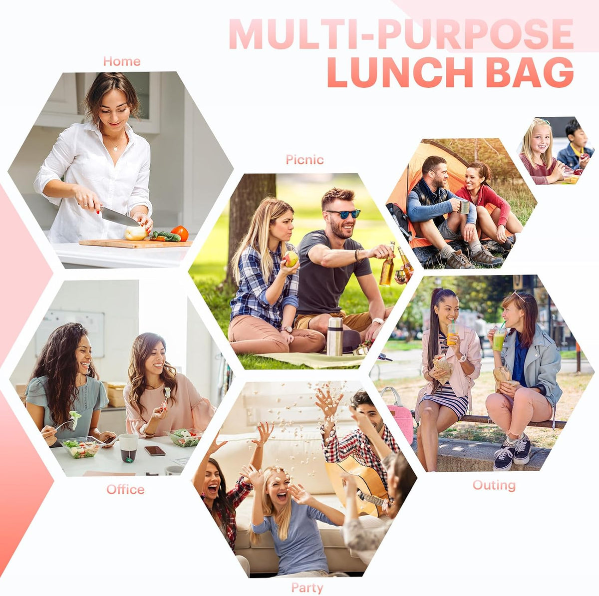 Lunch Bag for Women & Men Adult Insulated Lunch Box, Small Leakproof Cooler Food Lunch Containers Reusable High Capacity Lunch Tote Bags for Work, Travel, Outdoor (Grey)