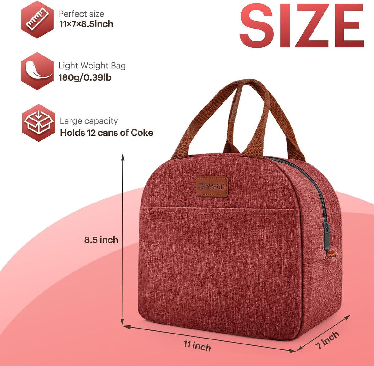 Lunch Bag for Women & Men Adult Insulated Lunch Box, Small Leakproof Cooler Food Lunch Containers Reusable High Capacity Lunch Tote Bags for Work, Travel, Outdoor (Grey)