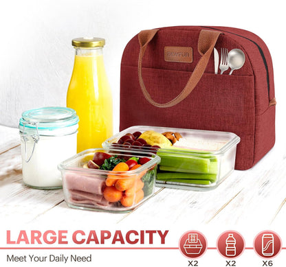 Lunch Bag for Women & Men Adult Insulated Lunch Box, Small Leakproof Cooler Food Lunch Containers Reusable High Capacity Lunch Tote Bags for Work, Travel, Outdoor (Grey)