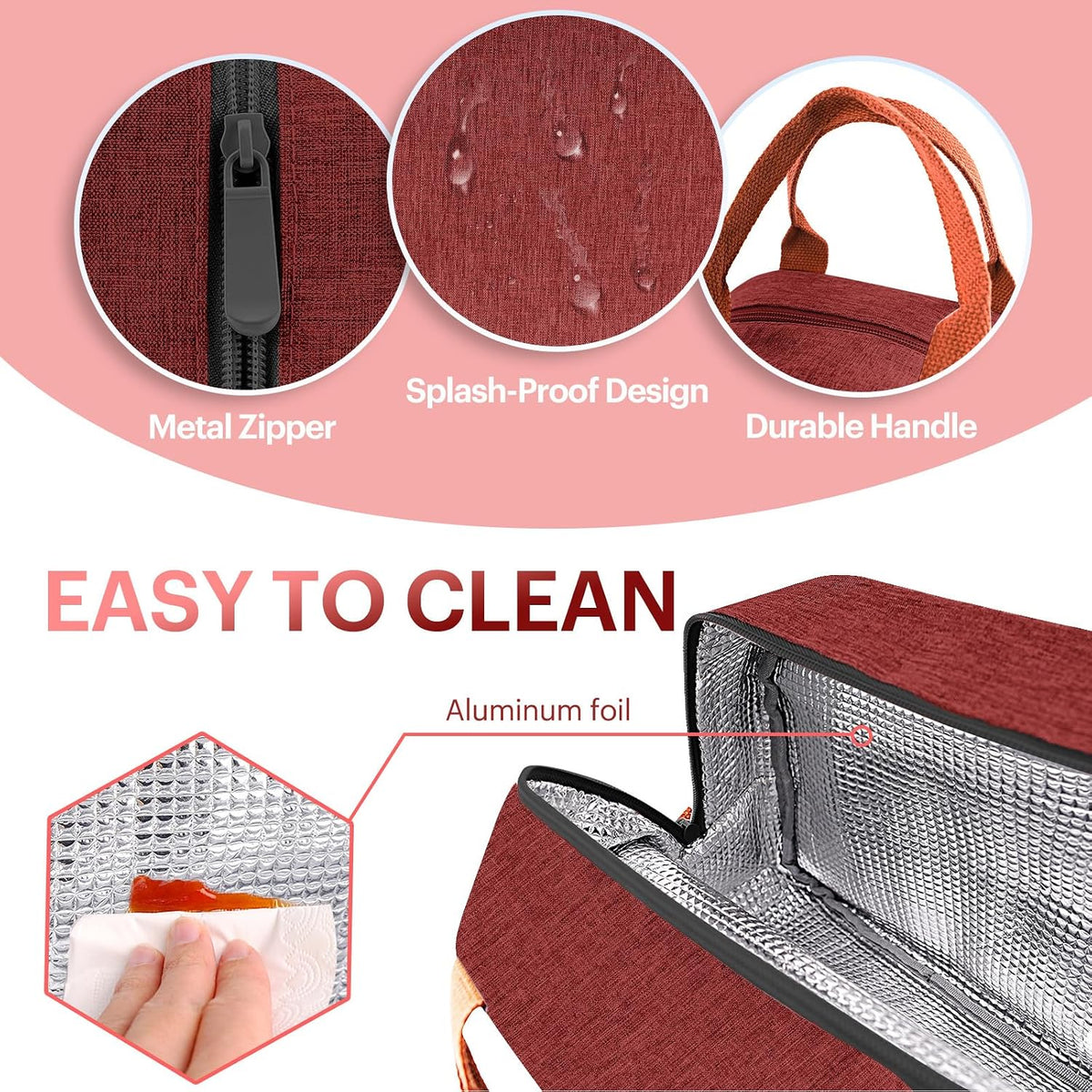 Lunch Bag for Women & Men Adult Insulated Lunch Box, Small Leakproof Cooler Food Lunch Containers Reusable High Capacity Lunch Tote Bags for Work, Travel, Outdoor (Grey)