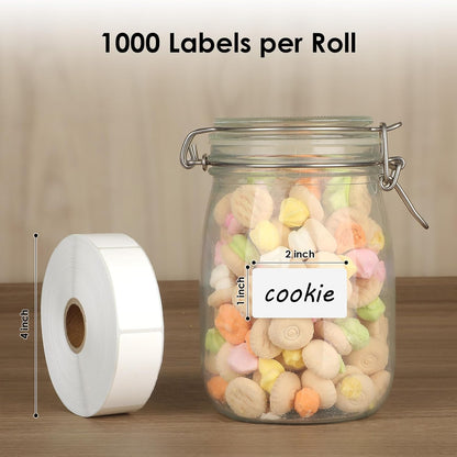 1000 Removable Freezer Labels 1x2 Inch | Waterproof Oil Resistant Stickers, No Residue for Food Containers, Pantry Jars, Organization Meal Prep, 1 Roll