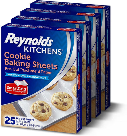 Reynolds Kitchens Parchment Baking Sheets, 25 Sheets (Pack of 4), 100 Total