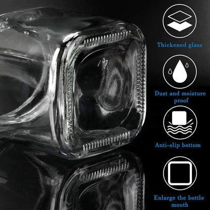 3 Pack Condiment Jars, Spice Containers with Lids and Spoons, Black