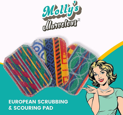 European Scrubbing & Scouring Pads – Dishwasher Safe, Non-Scratch Cleaning for Pots, Pans, Stainless Steel, Countertops & Floors