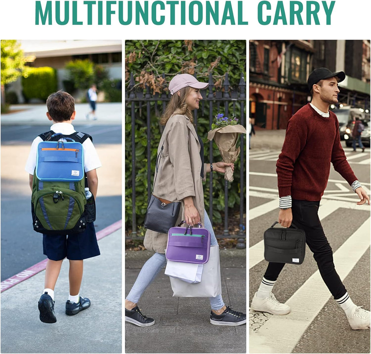 Lunch Box Kids, Insulated Lunch Bag Kids Boys Girls Back to School, Soft Lunch Box for Men Reusable Lunchbox for Office,Outdoor,School (Black)