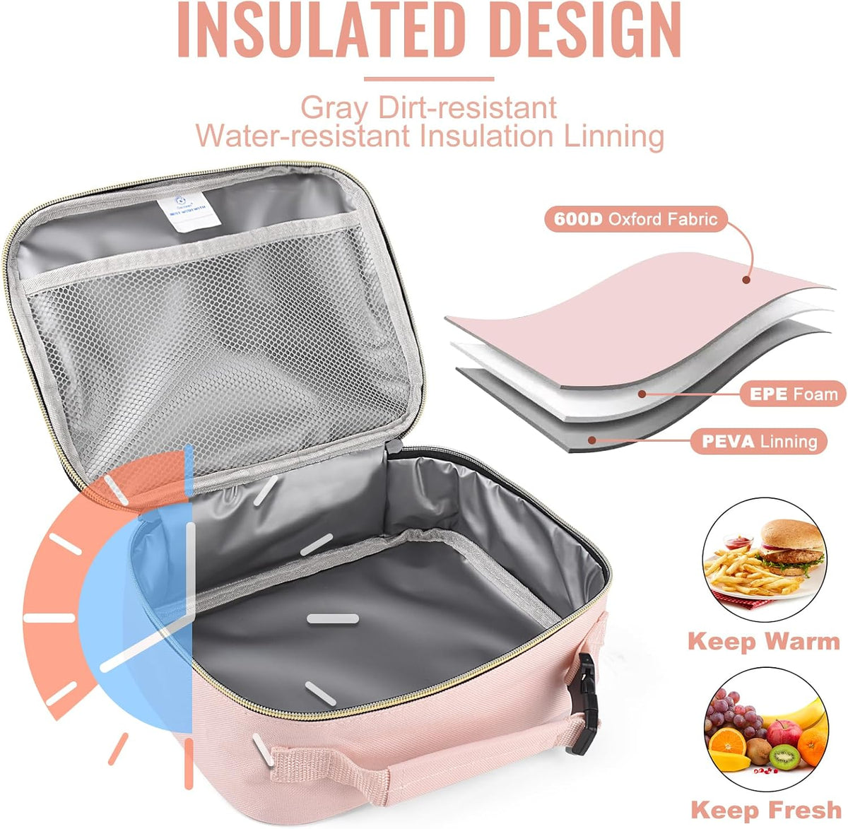 Lunch Box Kids, Insulated Lunch Bag Kids Boys Girls Back to School, Soft Lunch Box for Men Reusable Lunchbox for Office,Outdoor,School (Black)