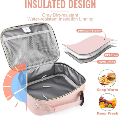 Lunch Box Kids, Insulated Lunch Bag Kids Boys Girls Back to School, Soft Lunch Box for Men Reusable Lunchbox for Office,Outdoor,School (Black)