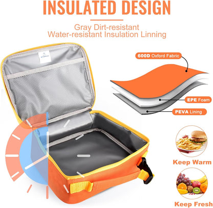 Lunch Box Kids, Insulated Lunch Bag Kids Boys Girls Back to School, Soft Lunch Box for Men Reusable Lunchbox for Office,Outdoor,School (Black)