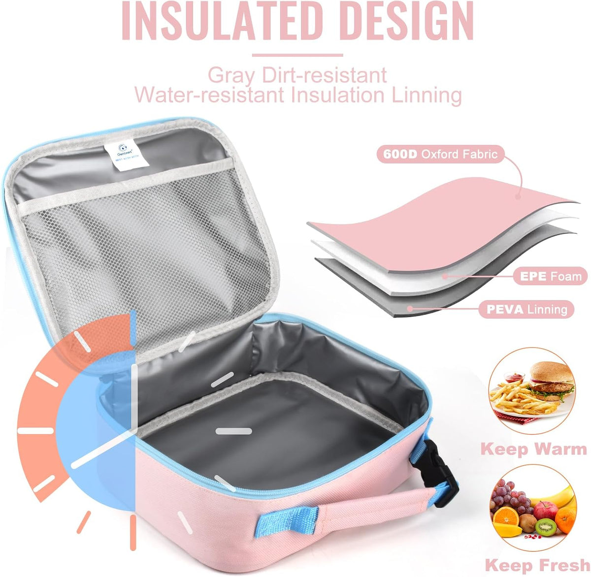 Lunch Box Kids, Insulated Lunch Bag Kids Boys Girls Back to School, Soft Lunch Box for Men Reusable Lunchbox for Office,Outdoor,School (Black)