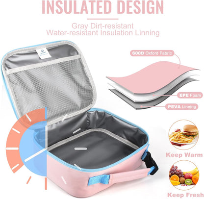 Lunch Box Kids, Insulated Lunch Bag Kids Boys Girls Back to School, Soft Lunch Box for Men Reusable Lunchbox for Office,Outdoor,School (Black)
