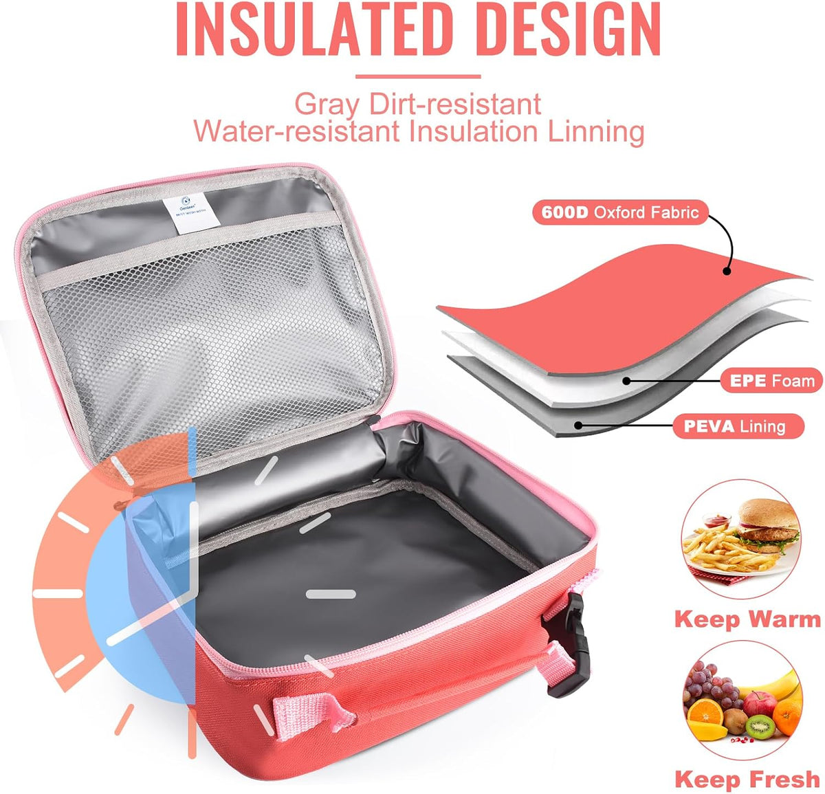 Lunch Box Kids, Insulated Lunch Bag Kids Boys Girls Back to School, Soft Lunch Box for Men Reusable Lunchbox for Office,Outdoor,School (Black)