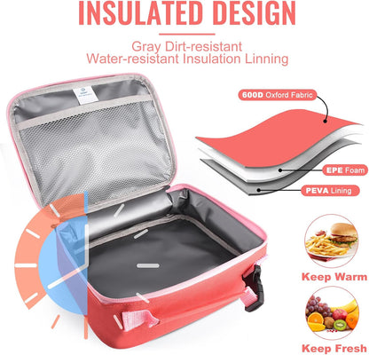 Lunch Box Kids, Insulated Lunch Bag Kids Boys Girls Back to School, Soft Lunch Box for Men Reusable Lunchbox for Office,Outdoor,School (Black)