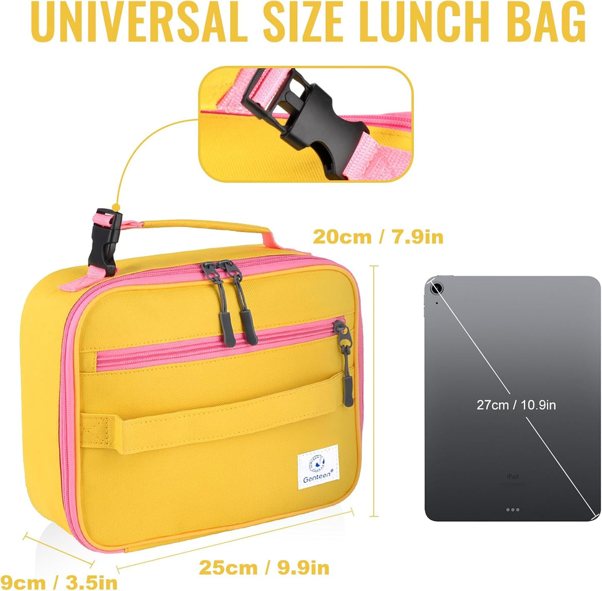 Lunch Box Kids, Insulated Lunch Bag Kids Boys Girls Back to School, Soft Lunch Box for Men Reusable Lunchbox for Office,Outdoor,School (Black)