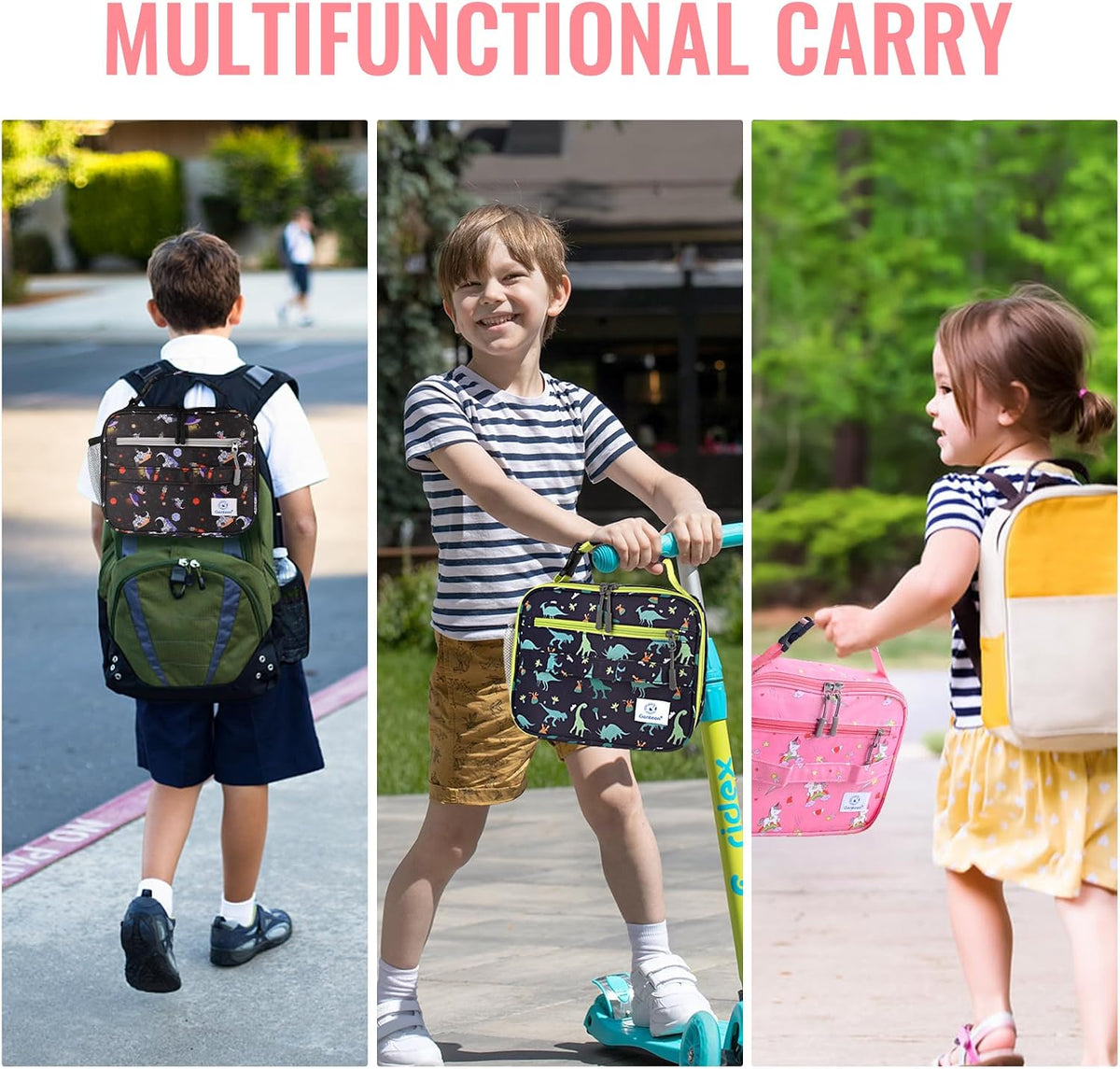 Lunch Box Kids, Insulated Lunch Bag Kids Boys Girls Back to School, Soft Lunch Box for Men Reusable Lunchbox for Office,Outdoor,School (Black)