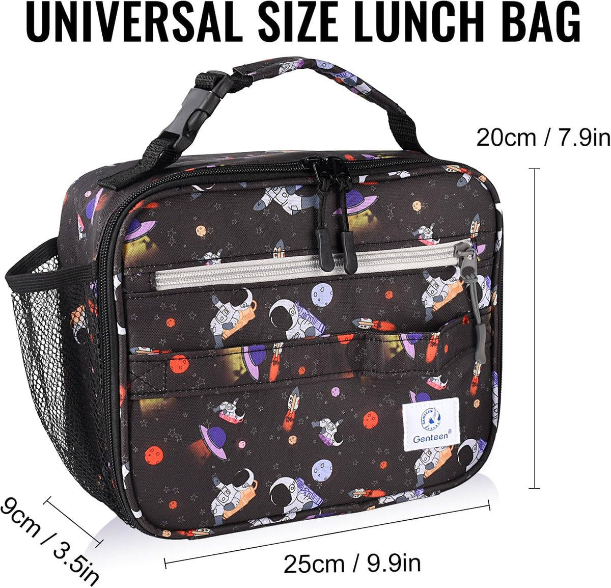 Lunch Box Kids, Insulated Lunch Bag Kids Boys Girls Back to School, Soft Lunch Box for Men Reusable Lunchbox for Office,Outdoor,School (Black)