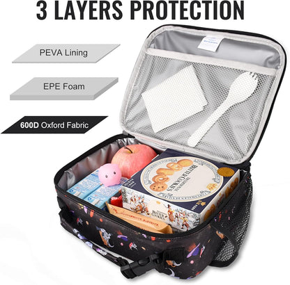 Lunch Box Kids, Insulated Lunch Bag Kids Boys Girls Back to School, Soft Lunch Box for Men Reusable Lunchbox for Office,Outdoor,School (Black)