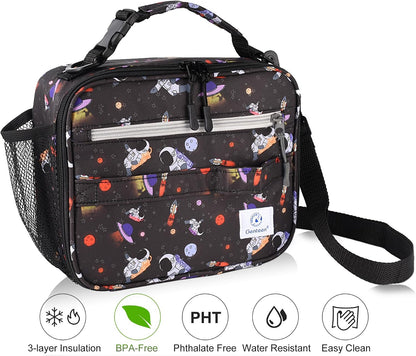 Lunch Box Kids, Insulated Lunch Bag Kids Boys Girls Back to School, Soft Lunch Box for Men Reusable Lunchbox for Office,Outdoor,School (Black)