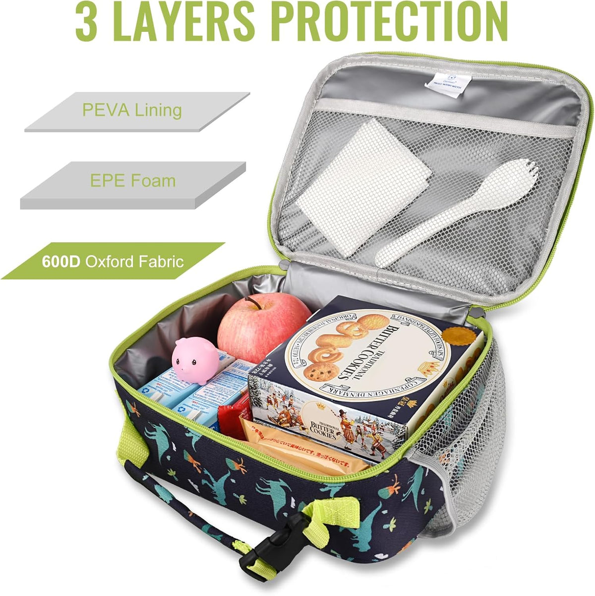 Lunch Box Kids, Insulated Lunch Bag Kids Boys Girls Back to School, Soft Lunch Box for Men Reusable Lunchbox for Office,Outdoor,School (Black)