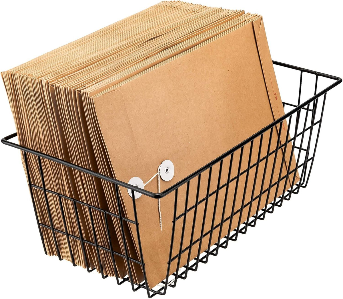Slideep Fridge Freezer Baskets, Wire Storage Organizer Basket, Household Refrigerator Bin with Built-in Handles for Cabinets, Pantry, Closets, Bedrooms White - Set of 2