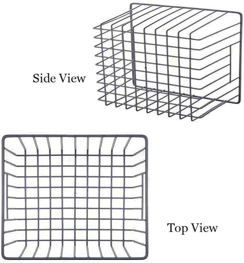 Slideep Fridge Freezer Baskets, Wire Storage Organizer Basket, Household Refrigerator Bin with Built-in Handles for Cabinets, Pantry, Closets, Bedrooms White - Set of 2