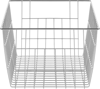Slideep Fridge Freezer Baskets, Wire Storage Organizer Basket, Household Refrigerator Bin with Built-in Handles for Cabinets, Pantry, Closets, Bedrooms White - Set of 2