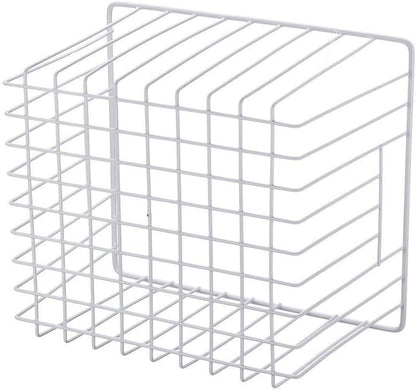 Slideep Fridge Freezer Baskets, Wire Storage Organizer Basket, Household Refrigerator Bin with Built-in Handles for Cabinets, Pantry, Closets, Bedrooms White - Set of 2