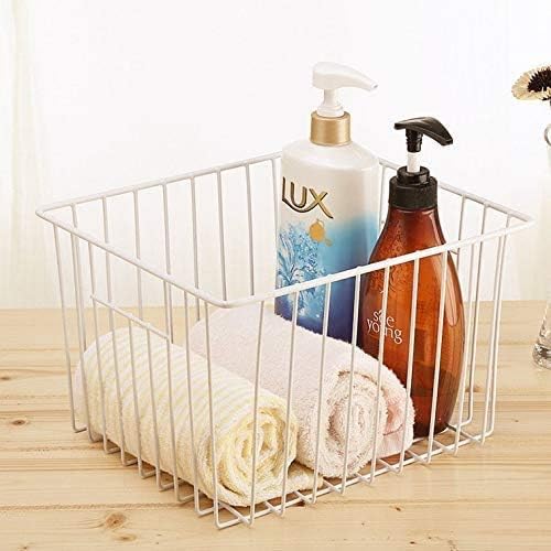 Slideep Fridge Freezer Baskets, Wire Storage Organizer Basket, Household Refrigerator Bin with Built-in Handles for Cabinets, Pantry, Closets, Bedrooms White - Set of 2