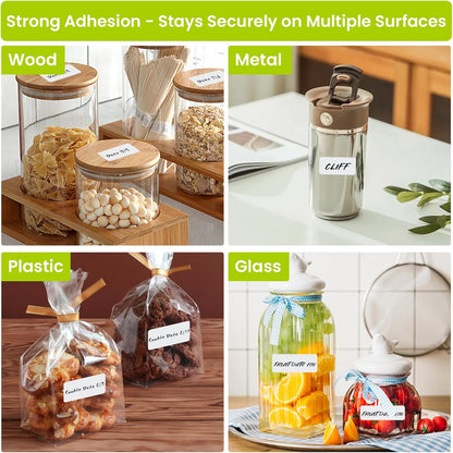 1000 Pcs Removable Food Labels Stickers for Storage Bins, Waterproof & Oil Resistant Freezer Labels with Perforation Line 1" x 2"