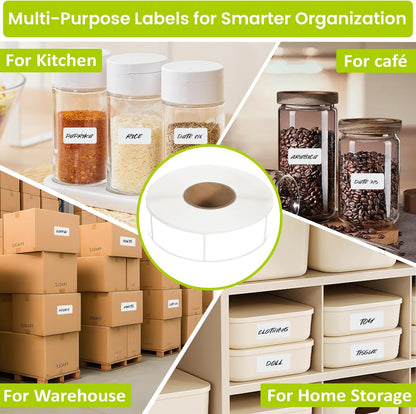 1000 Pcs Removable Food Labels Stickers for Storage Bins, Waterproof & Oil Resistant Freezer Labels with Perforation Line 1" x 2"
