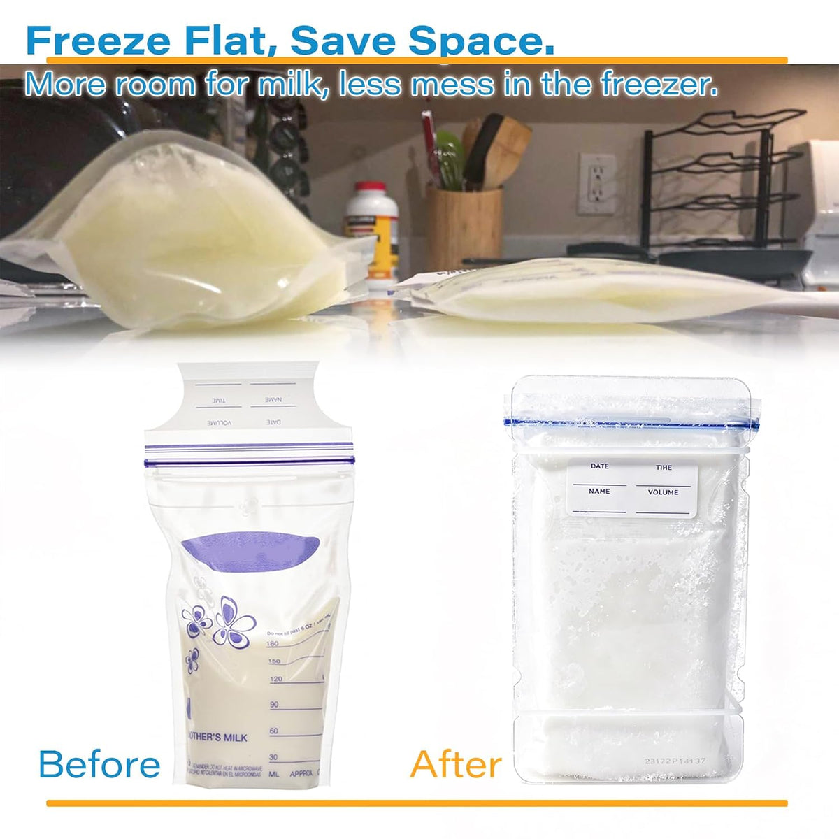 4 Pack Freeze Flat Breastmilk Storage Organizer, Space-Saving