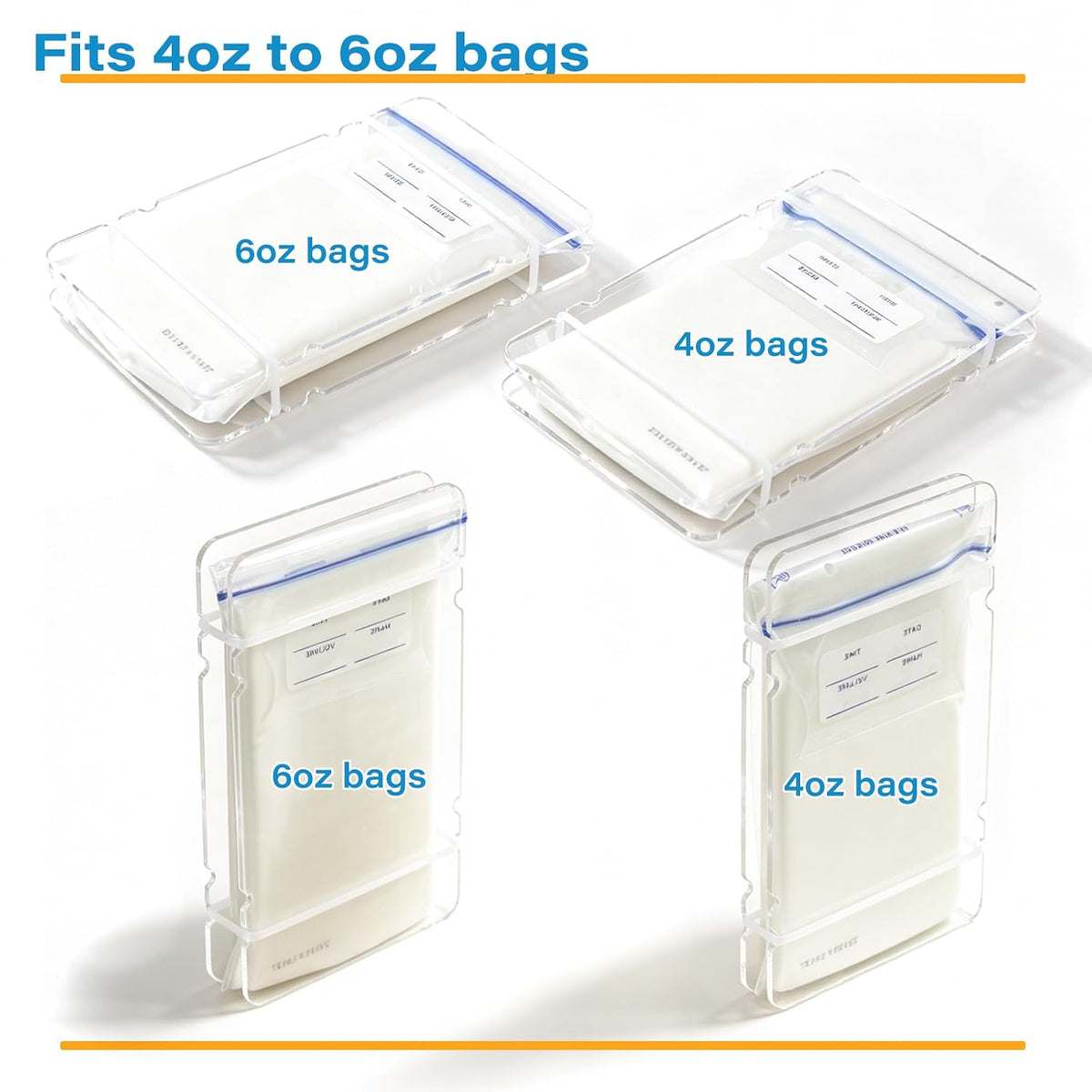 4 Pack Freeze Flat Breastmilk Storage Organizer, Space-Saving