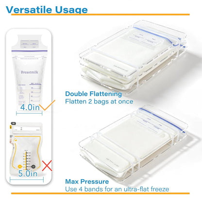 4 Pack Freeze Flat Breastmilk Storage Organizer, Space-Saving