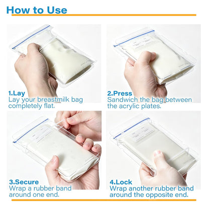 4 Pack Freeze Flat Breastmilk Storage Organizer, Space-Saving