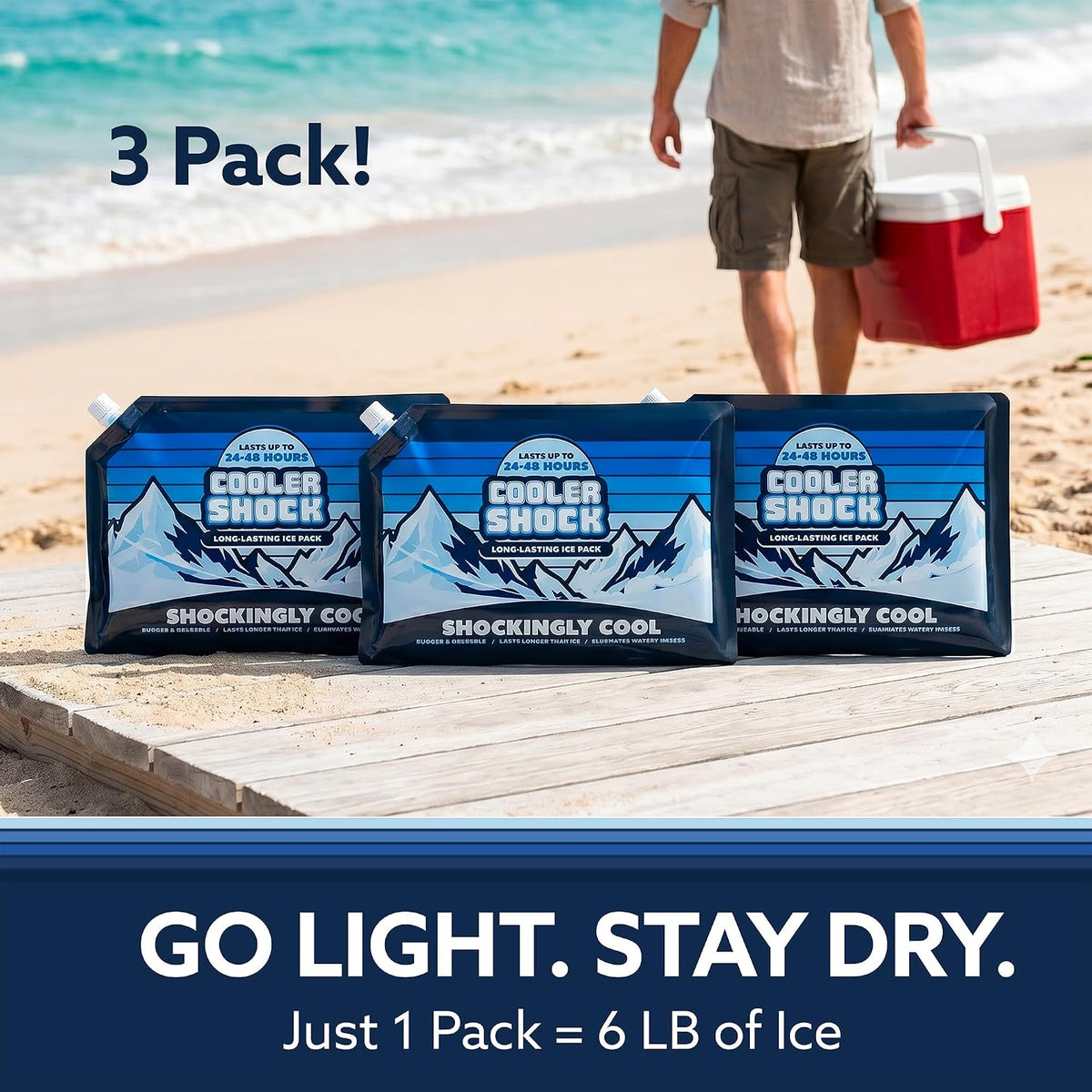 Reusable Ice Packs for Cooler - Long Lasting Cold Freezer Packs for Coolers and Lunch Boxes - Cooler Ice Packs for Camping Gear, Fishing, Road Trips, Beach Must Haves