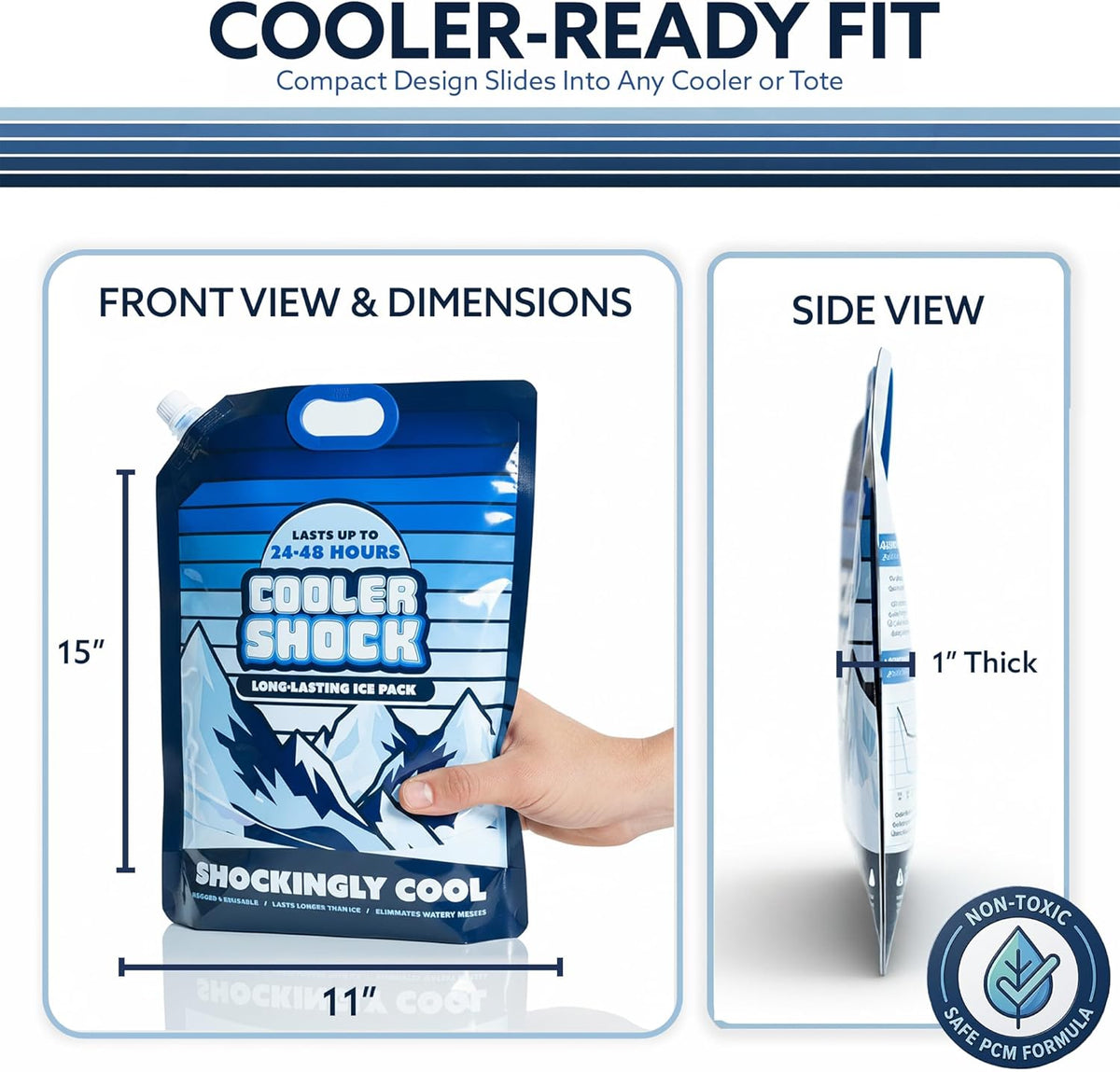 Reusable Ice Packs for Cooler - Long Lasting Cold Freezer Packs for Coolers and Lunch Boxes - Cooler Ice Packs for Camping Gear, Fishing, Road Trips, Beach Must Haves