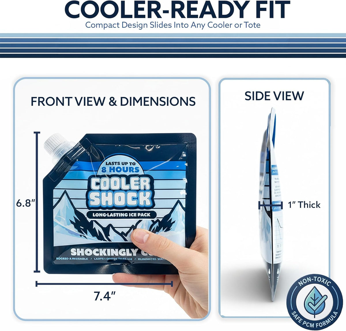 Reusable Ice Packs for Cooler - Long Lasting Cold Freezer Packs for Coolers and Lunch Boxes - Cooler Ice Packs for Camping Gear, Fishing, Road Trips, Beach Must Haves
