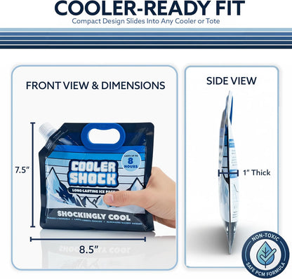 Reusable Ice Packs for Cooler - Long Lasting Cold Freezer Packs for Coolers and Lunch Boxes - Cooler Ice Packs for Camping Gear, Fishing, Road Trips, Beach Must Haves