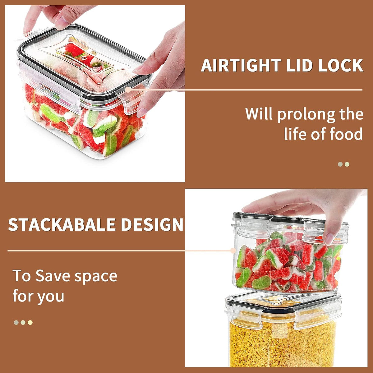 Airtight Food Storage Containers with Lids, 12PCS Plastic Kitchen Storage Containers for Pantry Organizers and Storage - Cereal, Rice, Flour and Sugar Containers with Labels & Marker | Kitchen Storage Containers for Pantry Organizers and Storage -