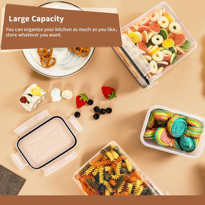 Airtight Food Storage Containers with Lids, 12PCS Plastic Kitchen Storage Containers for Pantry Organizers and Storage - Cereal, Rice, Flour and Sugar Containers with Labels & Marker | Kitchen Storage Containers for Pantry Organizers and Storage -