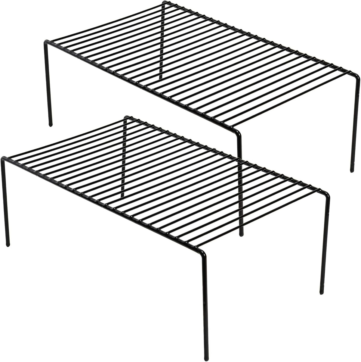 Kitchen Cabinet Storage Shelf Rack, Set of 2 Large (15.7 x 9.4 Inch) Rustproof Metal Wire Shelves Spice Shelf Rack Cupboard Organizer for Pantries Countertops Utensils Organization, White