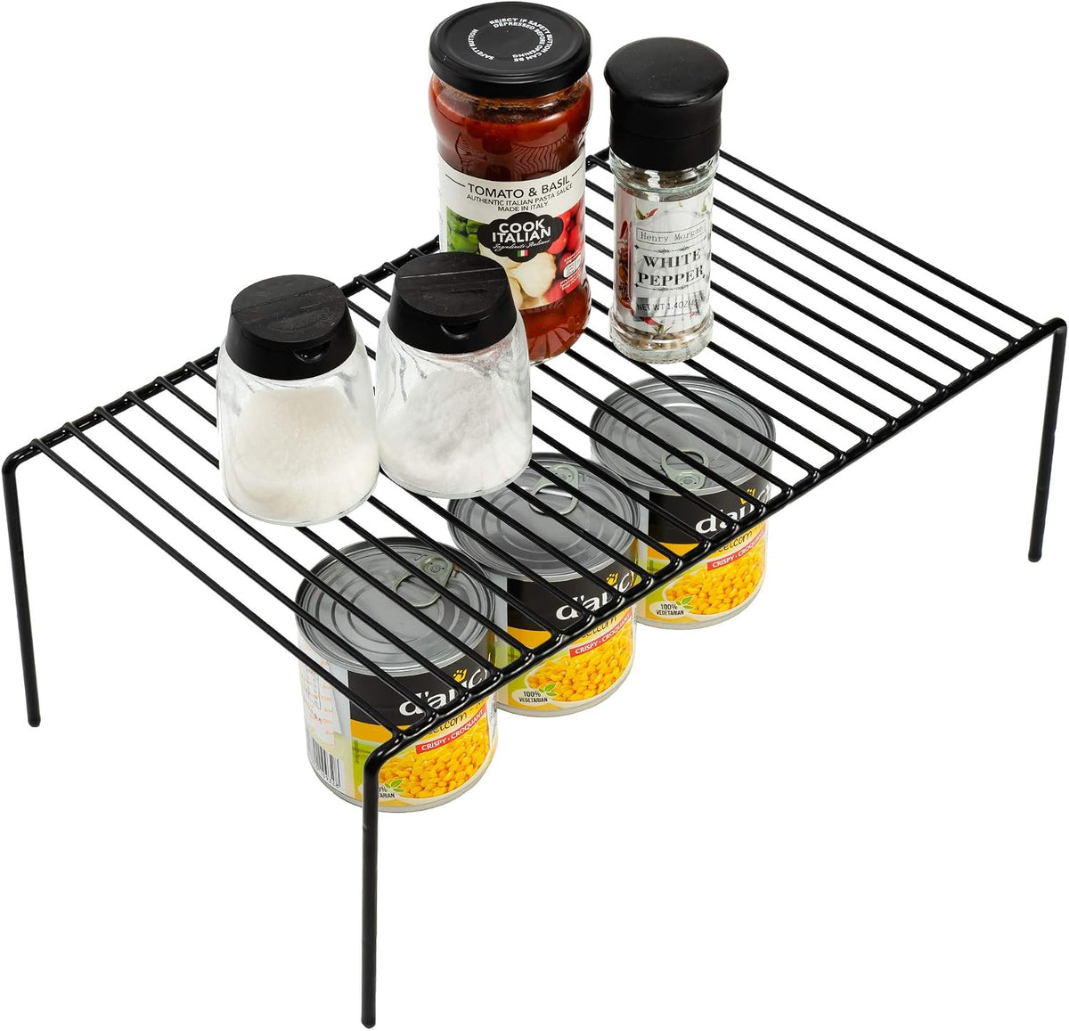 Kitchen Cabinet Storage Shelf Rack, Set of 2 Large (15.7 x 9.4 Inch) Rustproof Metal Wire Shelves Spice Shelf Rack Cupboard Organizer for Pantries Countertops Utensils Organization, White