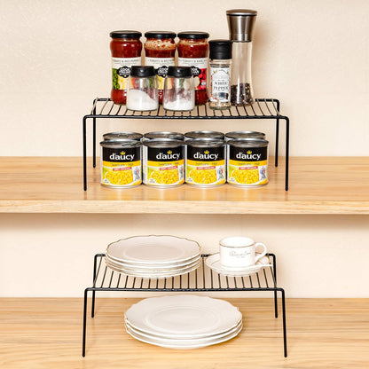 Kitchen Cabinet Storage Shelf Rack, Set of 2 Large (15.7 x 9.4 Inch) Rustproof Metal Wire Shelves Spice Shelf Rack Cupboard Organizer for Pantries Countertops Utensils Organization, White