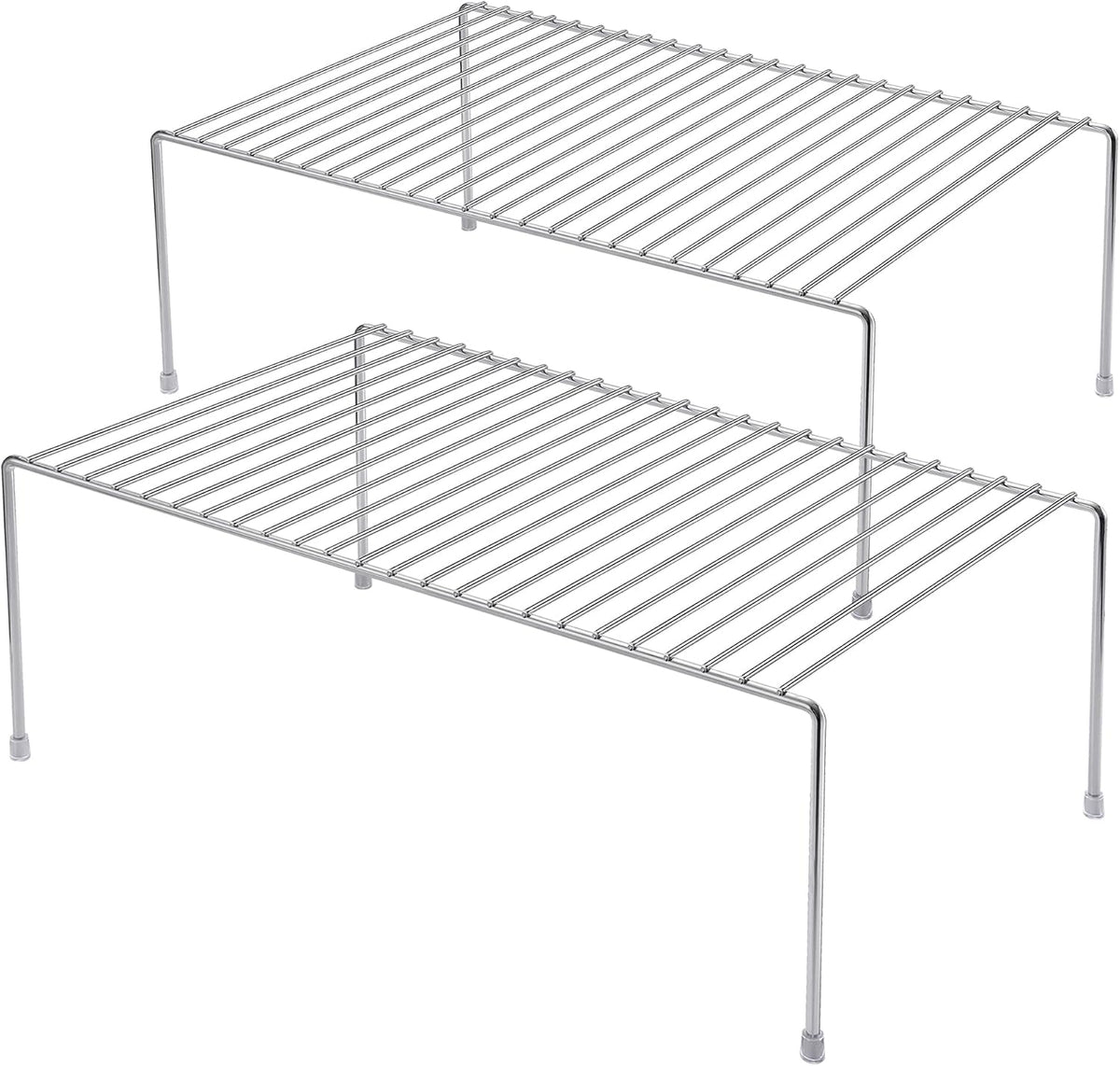 Kitchen Cabinet Storage Shelf Rack, Set of 2 Large (15.7 x 9.4 Inch) Rustproof Metal Wire Shelves Spice Shelf Rack Cupboard Organizer for Pantries Countertops Utensils Organization, White